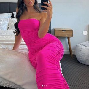 NWT Good American RUCHED MAXI TUBE DRESS size M (2)